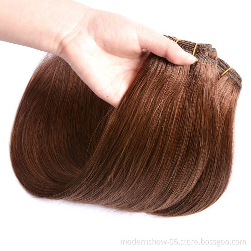 Wholesale 100% Human Hair Weave Color #4 Brazilian Hair Double Drawn Bundles
